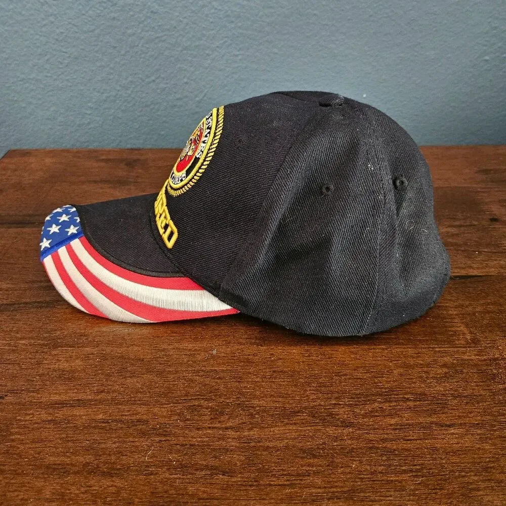 United States Marines Corps Retired Hat Adjustable Cap USMC US Flag Licensed